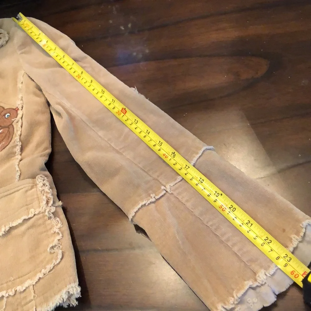 🌻Wet Seal Corduroy embroidered bohemian fringe snap close eyelet lined jacket - Picture 16 of 16